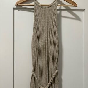 Anthropologie Amadi Beige Ribbed Knit Maxi Dress